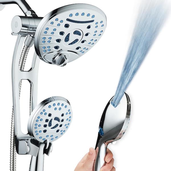 Aquacare 80 Spray Patterns 25 Gpm 7 In Wall Mount Dual Shower Heads And Handheld Shower Head