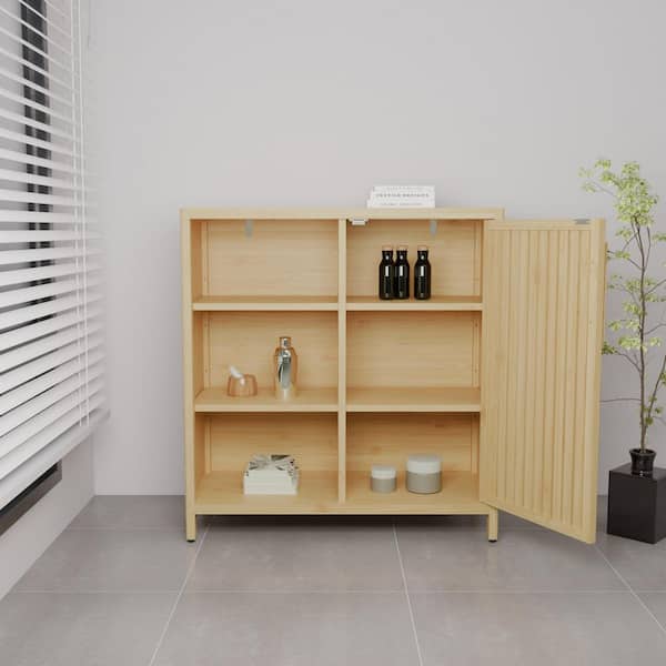 Candida Natural 32.91 in. H Freestanding Accent Storage Cabinet with Single Door, Shelves