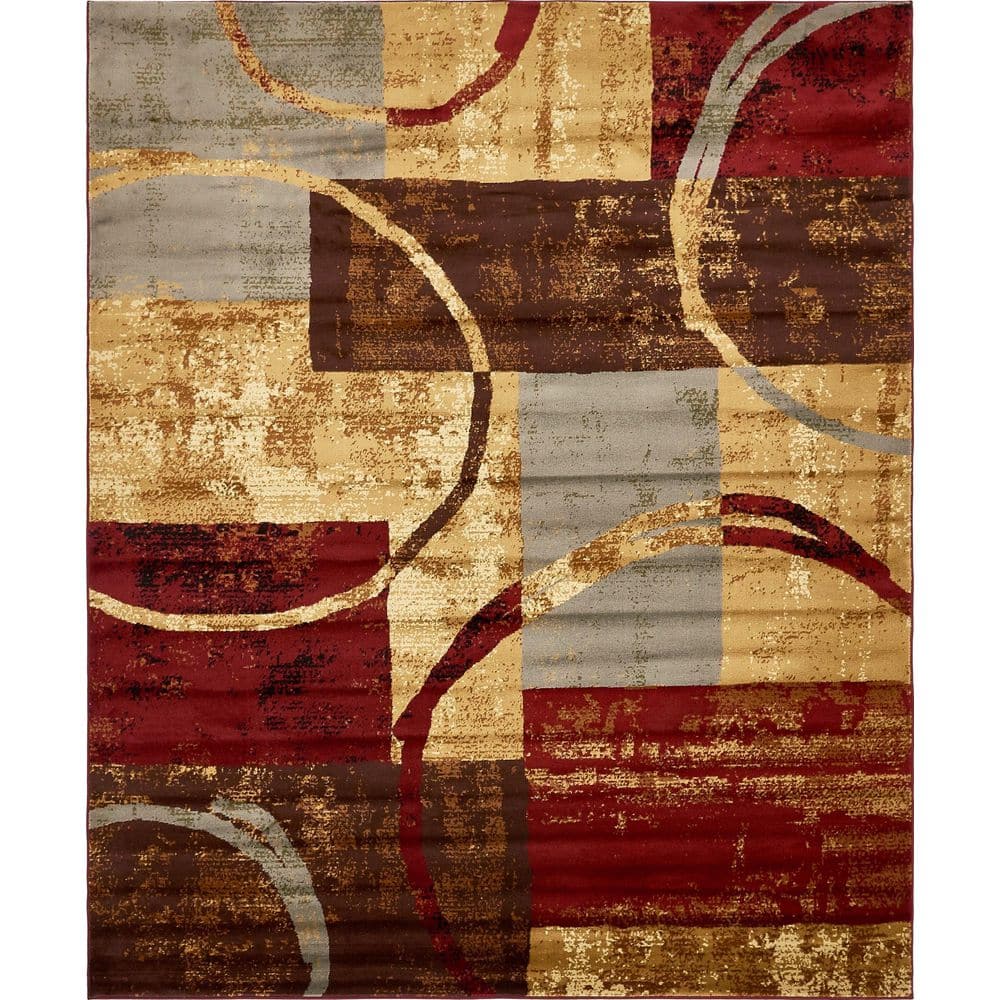 Braided Handmade Brown Abstract 8' x 10' Synthetic Rug