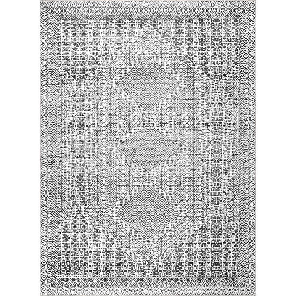 nuLOOM Davidson Gray 5 ft. x 8 ft. Machine Washable Abstract Tribal Indoor  Area Rug BIRV12A-508