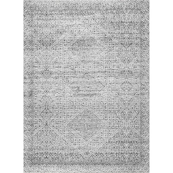 nuLOOM Davidson Gray 2 ft. 6 in. x 8 ft. Machine Washable Abstract Tribal Indoor Runner Rug