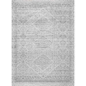 Davidson Gray Doormat 3 ft. x 5 ft. Machine Washable Abstract Tribal Indoor Area Rug