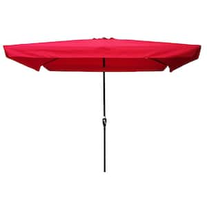 10ft. Metal Market Patio Umbrella in Red with Crank and Push Button Tilt