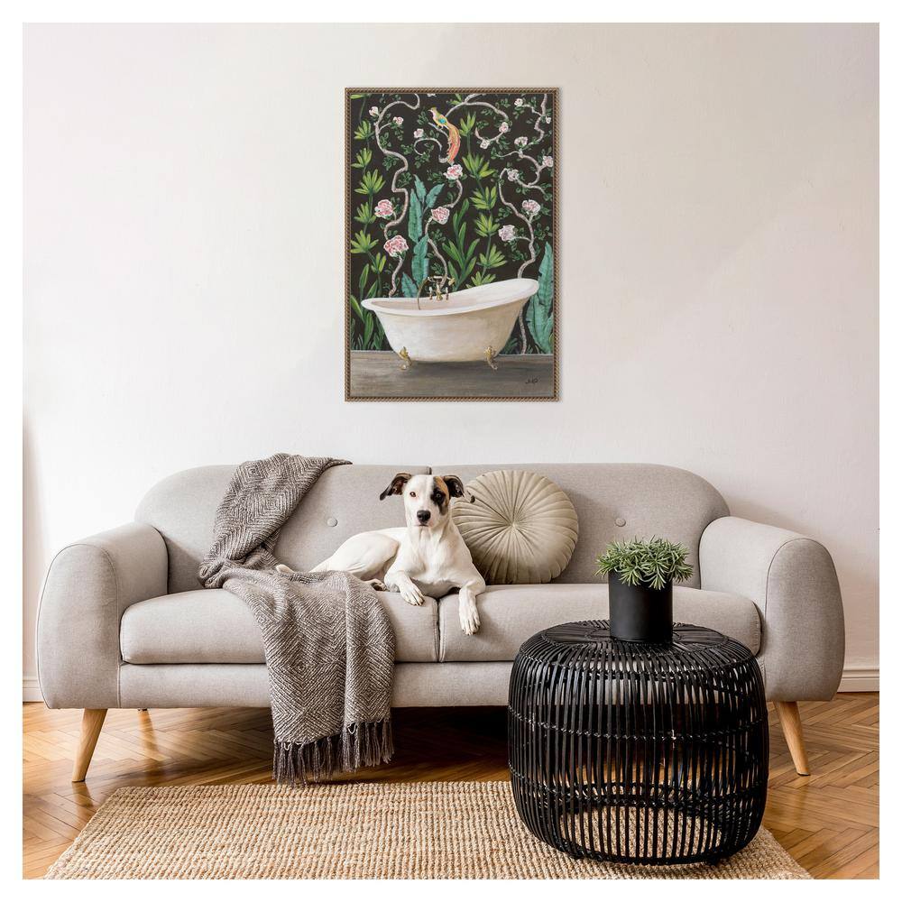 23"x33" Botanical Bath II Framed Canvas Wall Art with Bronze Frame