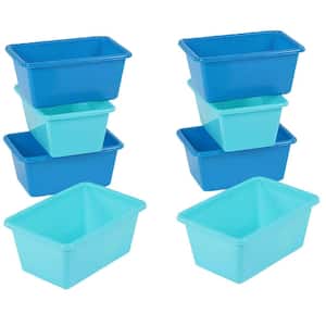 2.1 Gal. SM111 Standard Plastic Storage Container Bins in Blue/Teal (Set of 8)