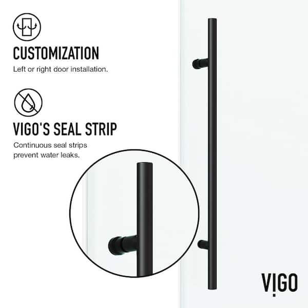 Elan E-Class 36 in. L x 48 in. W x 82 in. H Frameless Sliding Shower Enclosure Kit in Matte Black with Clear Glass