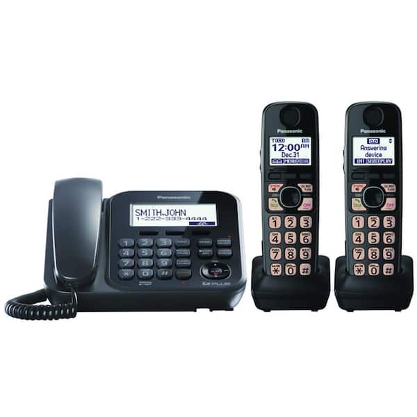 Panasonic DECT 6.0+ Corded and Cordless with Digital Answering System, 2 Handsets and Talking Caller ID