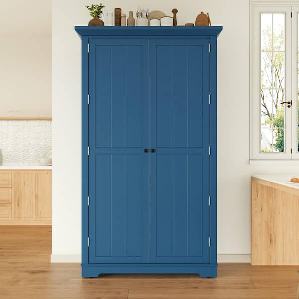 BEARDSLEY LIVETART トロミラフハオリ　インディゴブルー Polibi Blue Wood 42 in. x 72 in. Pantry Cabinet with Door Shelves