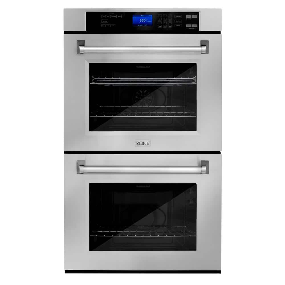 ZLINE Kitchen and Bath 30 in. Double Electric Wall Oven with True Convection in Stainless Steel, Brushed 430 Stainless Steel