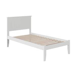 Nantucket White Solid Wood Frame Twin Panel Bed with Headboard and Attachable Device Charger