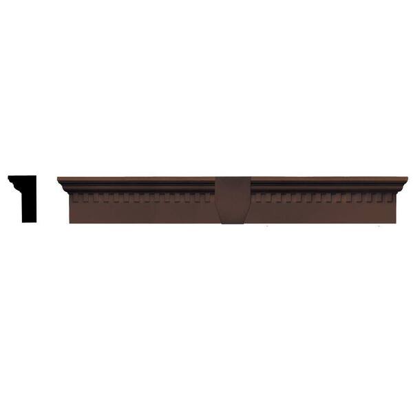 Builders Edge 2-5/8 in. x 6 in. x 43-5/8 in. Composite Classic Dentil Window Header with Keystone in 009 Federal Brown