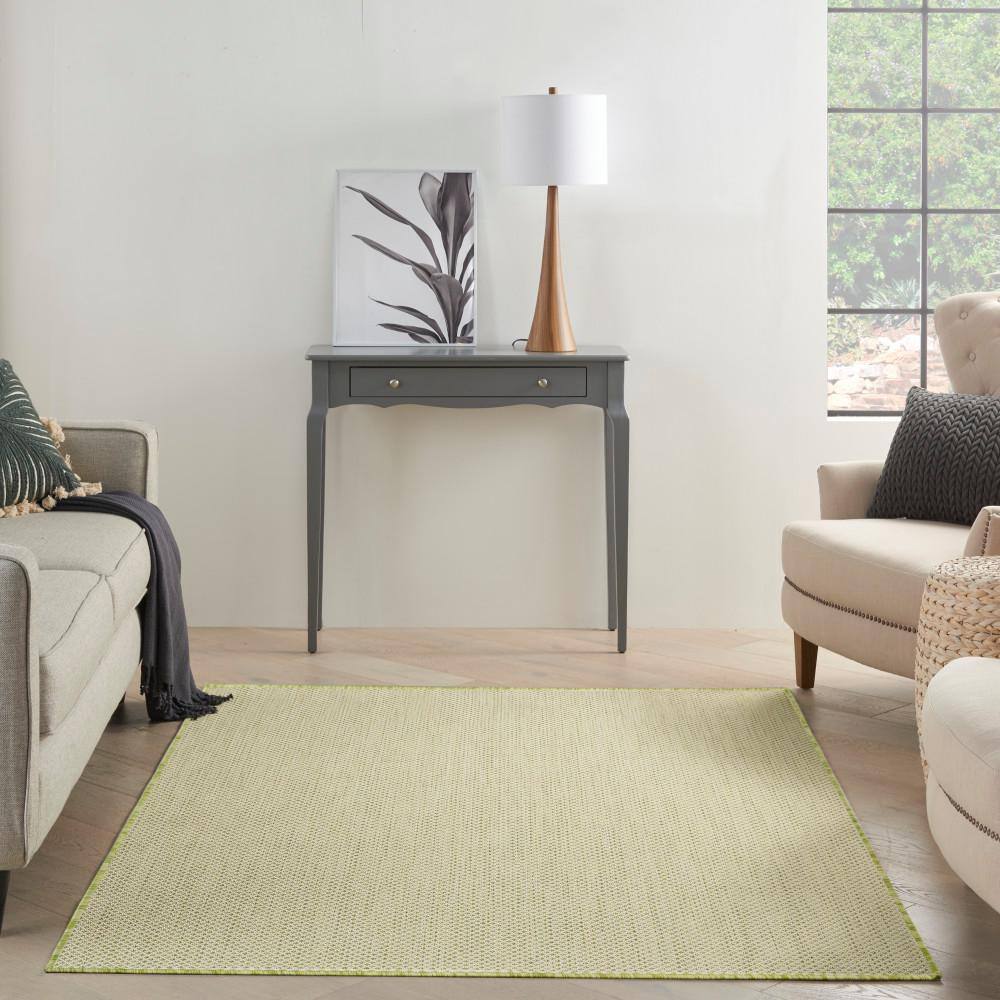 Ivory Green Geometric 6' x 9' Indoor/Outdoor Area Rug