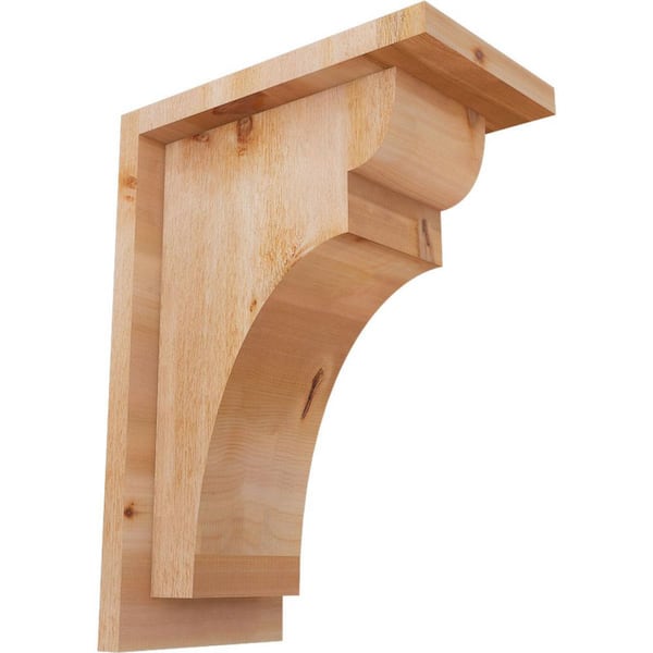 Ekena Millwork 6 in. x 10 in. x 14 in. Western Red Cedar Yorktown Rough Sawn Corbel with Backplate