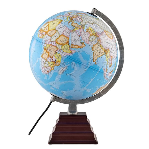 Pacific Plus 19.5 in. Tall x 12 in. Diameter Illuminated Decorative Desktop World Globe