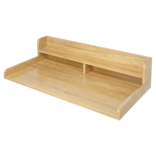 2-Tier Washer Dryer Solid Surface Countertop in Pure Wood with 2.75 in. Edge Rails and Non-Slip Pad for Folding Clothes