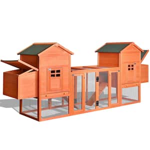 124 in. Outdoor Wooden Large Chicken Coop Rabbit House w/ Ventilation Door Removable Ramp Pet House Chicken Nesting Box