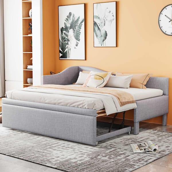 Gray Twin Size Daybed with Pop Up Trundle