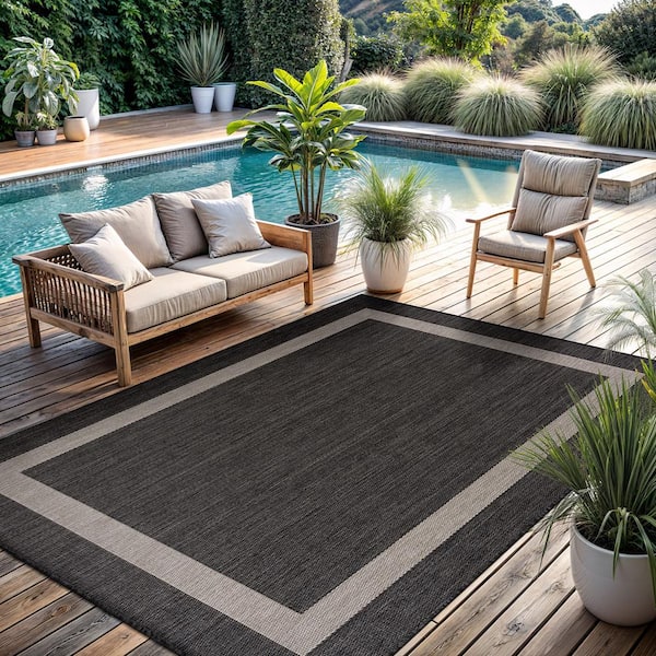 5 ft. x 7 ft. Indoor/Outdoor Area sale Rug Cinder Gray/Ivory.-SD65F