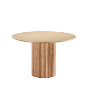Hathaway Modern Nature Solid Wood 59.05 in. Round Pedestal Dining Table Seats 6