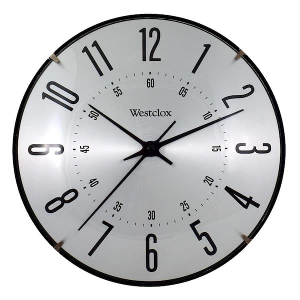 WESTCLOX 37065- Analog QA 10" Silver Aluminium Dial Wall Clock with dome Glass Lens and Modern Silver Finish and Large Numbers