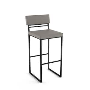 Everly 26 in. Silver Grey Polyester/Black Metal Counter Stool
