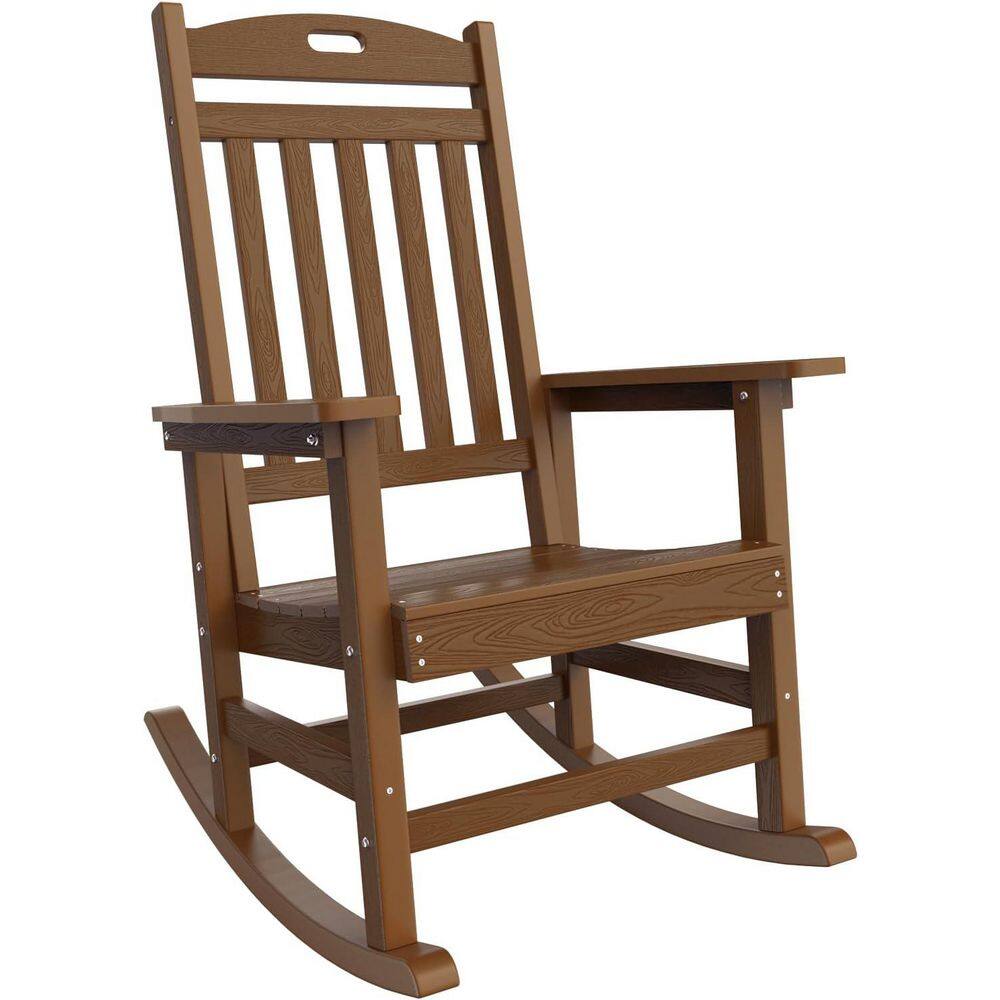 High-Back Teak Recyclable HIPS Plastic All-Weather Outdoor Rocking Chair for Patio, Garden, Indoor Use price history on PriceWatchPro