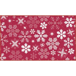 Snowflakes Red 1 ft. 6 in. x 2 ft. 6 in. Machine Washable Holiday Area Rug
