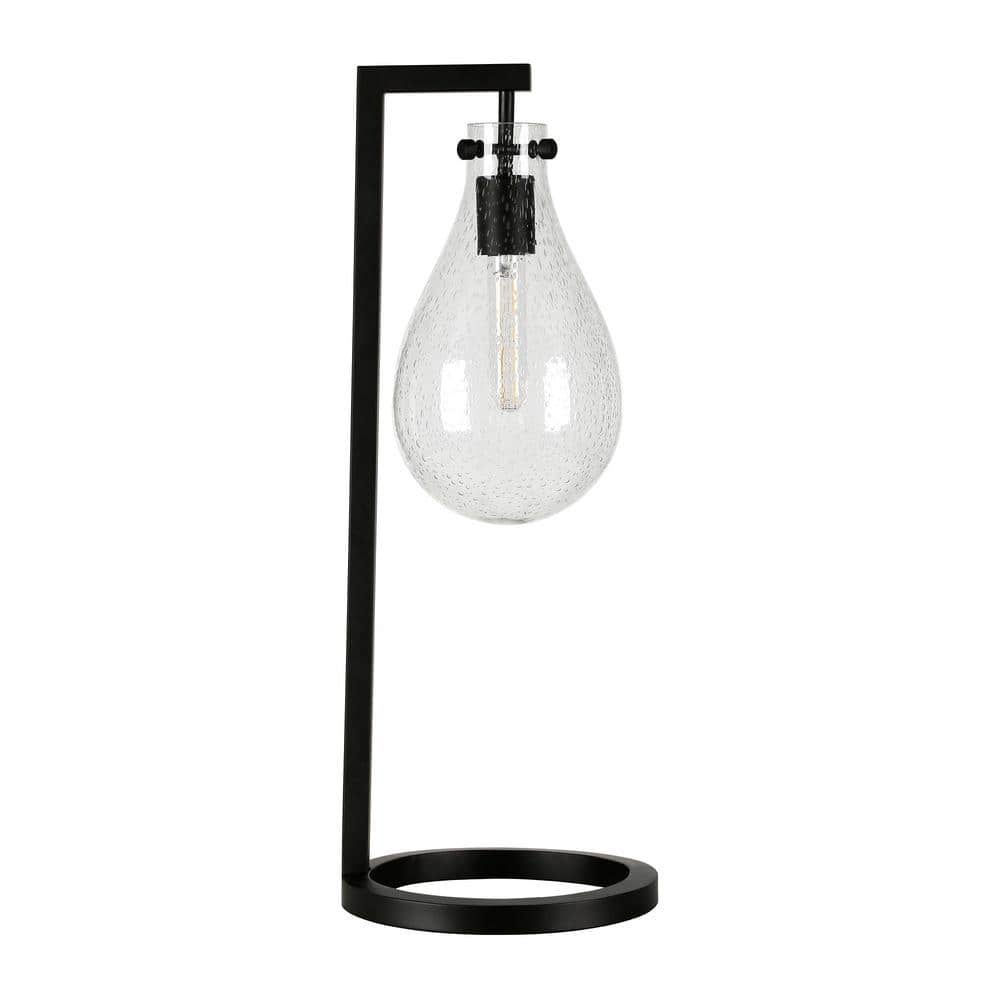 Weston 25" Blackened Bronze Seeded Glass Teardrop Table Lamp