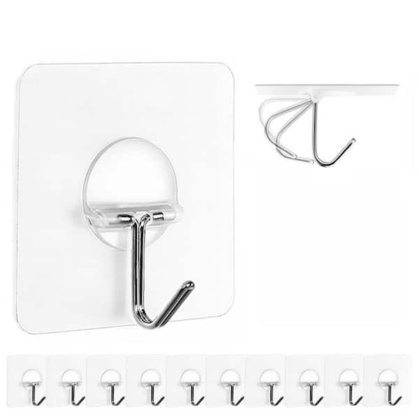 Clear Heavy Duty Self-Adhesive Hooks with Waterproof Design for Garden, Bathroom, Kitchen and Outdoor (12-Pack)
