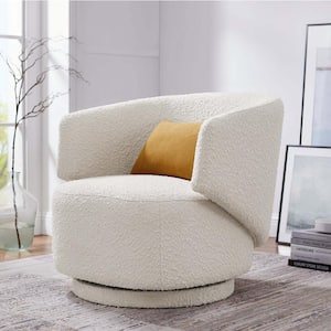 Celestia Boucle Fabric Swivel Chair in Ivory