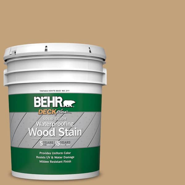 BEHR DECKplus 5 gal. #SC-145 Desert Sand Solid Color Waterproofing Exterior Wood Stain