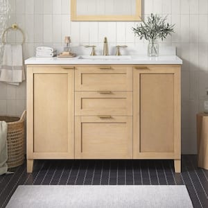 Macy 48 in. W x 22 in. D x 34 in. H Single Sink Bath Vanity in Rustic Ash with White Engineered Stone Top