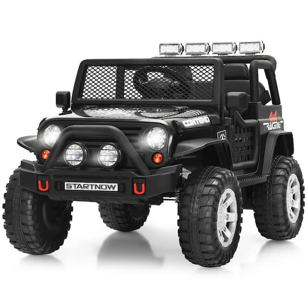 Costway 12-Volt Kids Ride-On Truck Remote Control Electric Car with Lights and Music in Black