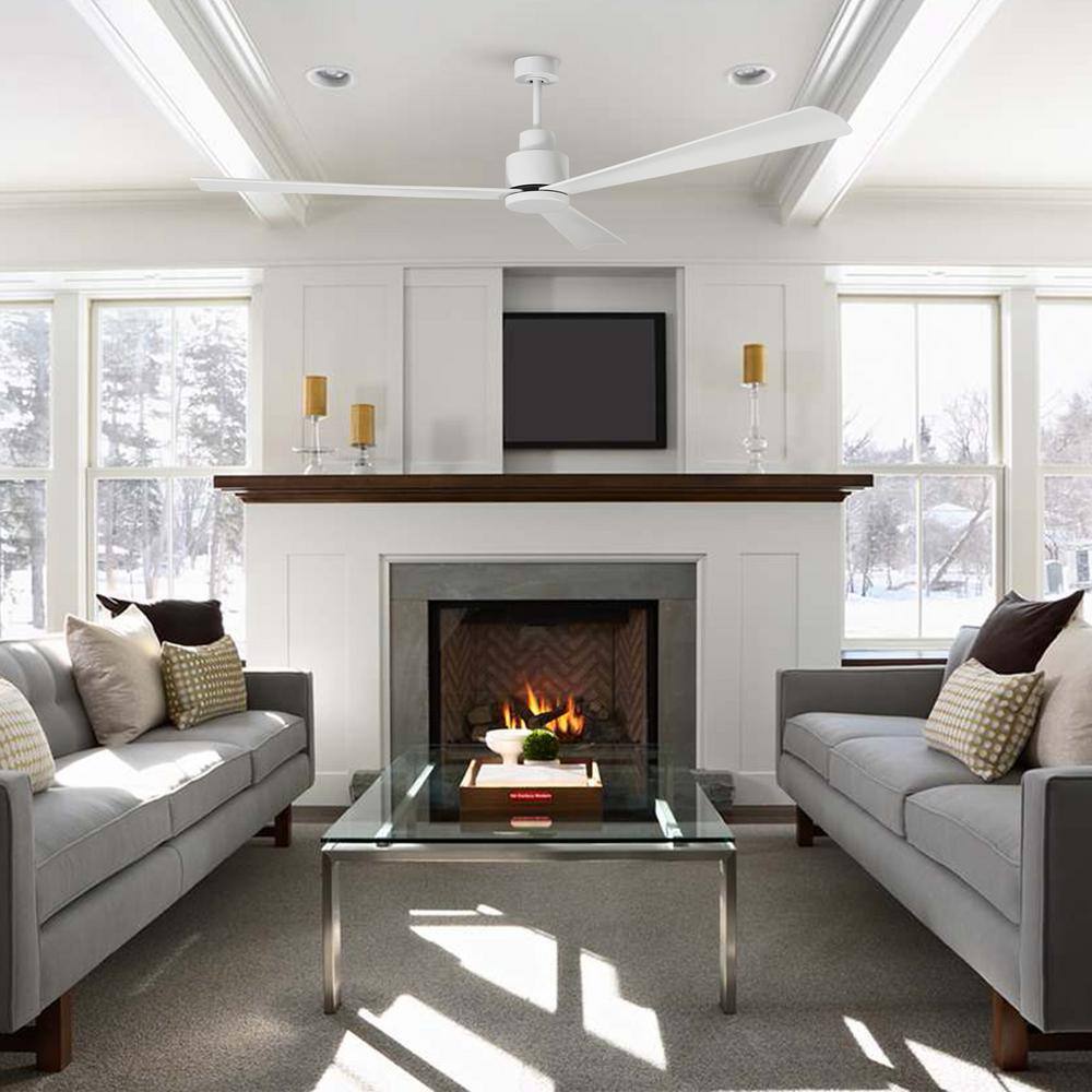 52" Matte White Ceiling Fan with Remote Control and Reversible Blade