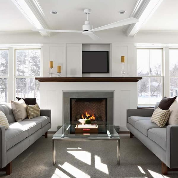 52 in. Indoor Modern Matte White Ceiling Fan with Remote Control and DC Reversible Motor