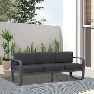 Aluminum Outdoor Sofa Couch with Dark Grey Cushions