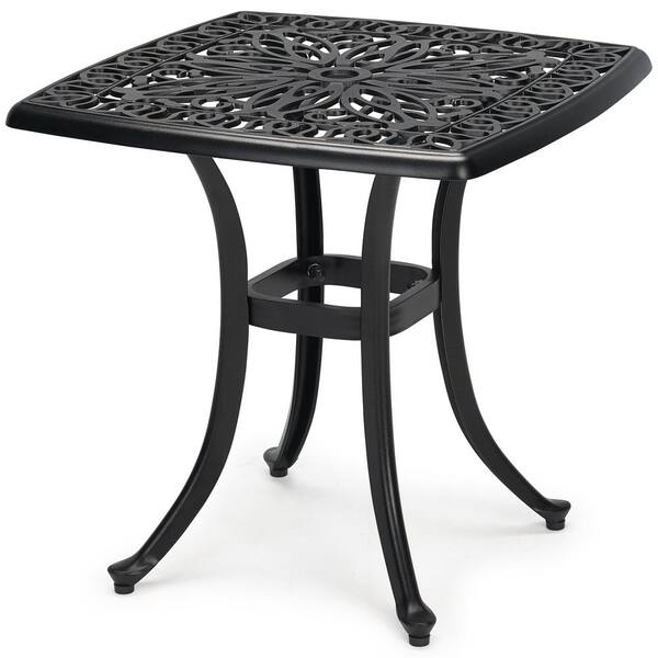 black cast aluminum side table