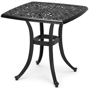 Classic Black Square Cast Aluminum Outdoor Patio Side Table