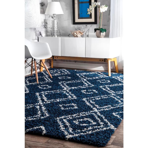 Iola Plush Shag Blue 4 ft. x 6 ft. Area Rug