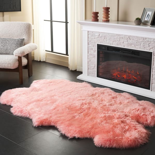 Sheep Skin 4 ft. x 6 ft. Solid Pink Solid Color Area Rug