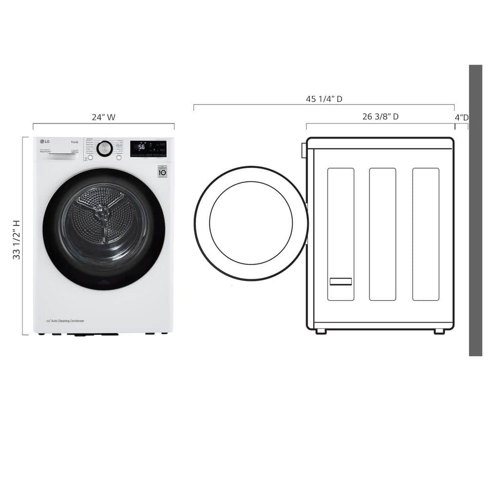 4.2 Cu.ft. White Smart Stackable Front Load Dryer with Steam