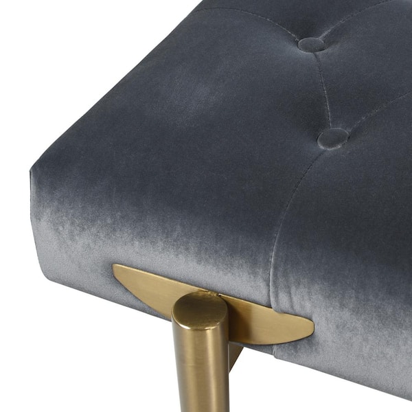 Jennifer Taylor Aria 49 x 20 x 19 in. Steel Gray Performance Velvet  Upholstered Gold Accent Bench 85710-MVS - The Home Depot