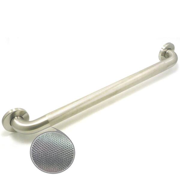 WingIts Premium Series 48 in. x 1.5 in. Diamond Knurled Grab Bar in Satin Stainless Steel (51 in. Overall Length)