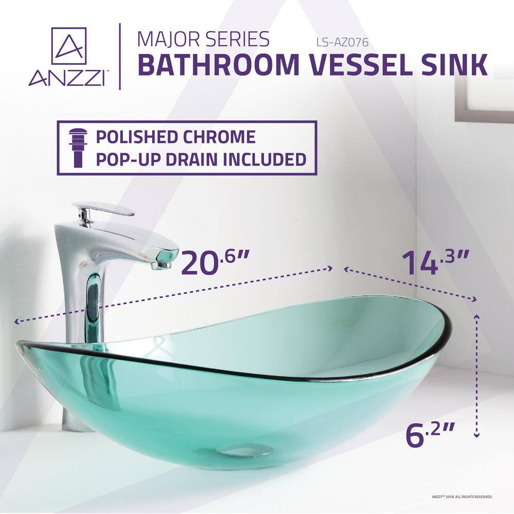 Lustrous Green Oval Tempered Glass Above-Counter Bathroom Sink