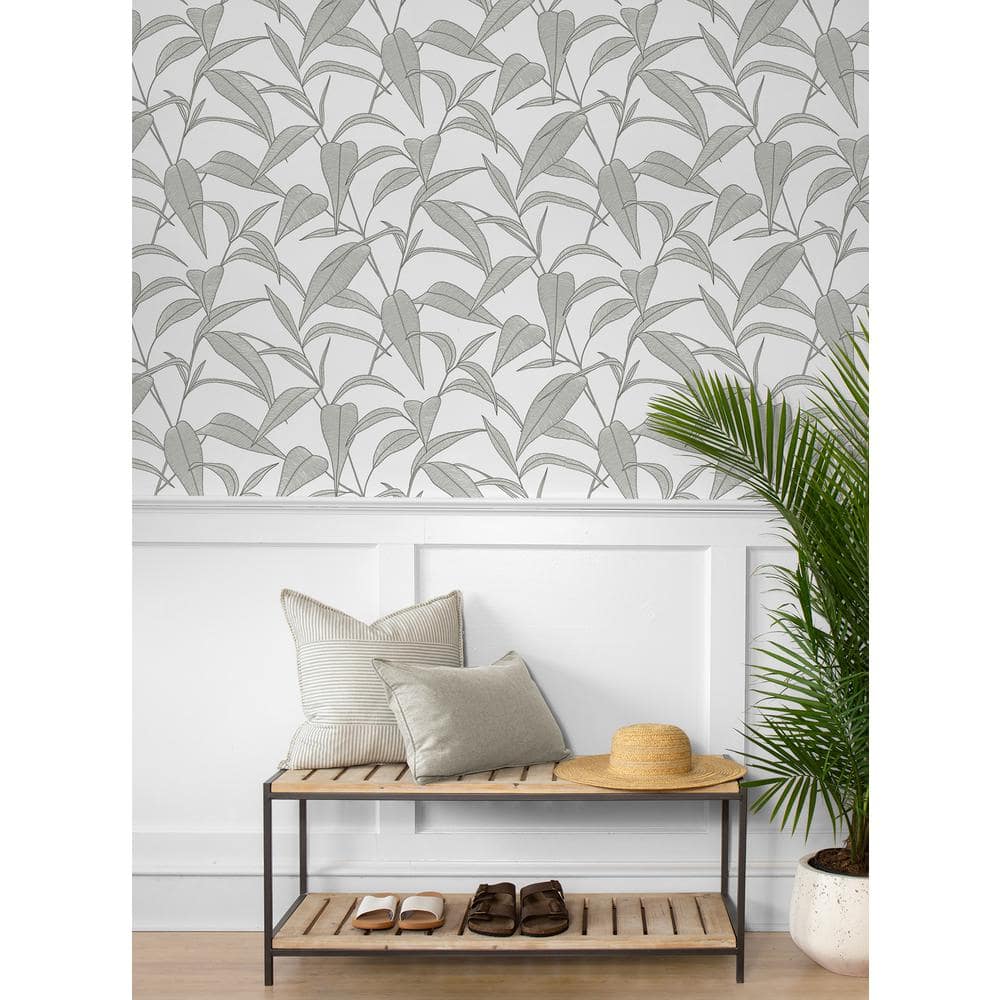 Greystone Pinstripe Leaf Trail Self-Adhesive Vinyl Wallpaper Roll