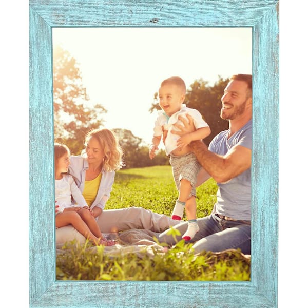 BarnwoodUSA Rustic Farmhouse 24 in. x 36 in. Robin's Egg Blue Reclaimed Picture Frame (1.5 in. Molding)