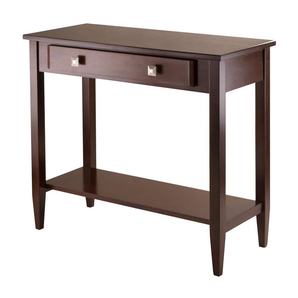 Winsome Richmond Mid-Century Modern Walnut Wood Console Table with Storage