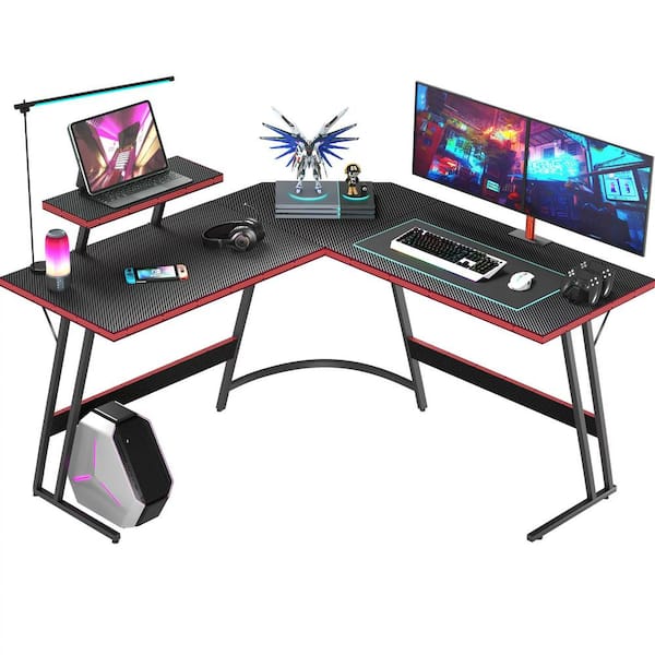 LACOO L Shaped Gaming Desk 51 in. Computer Corner Desk PC Gaming Table with  Large Monitor Riser Stand(Black) T-GD20L6BK - The Home Depot