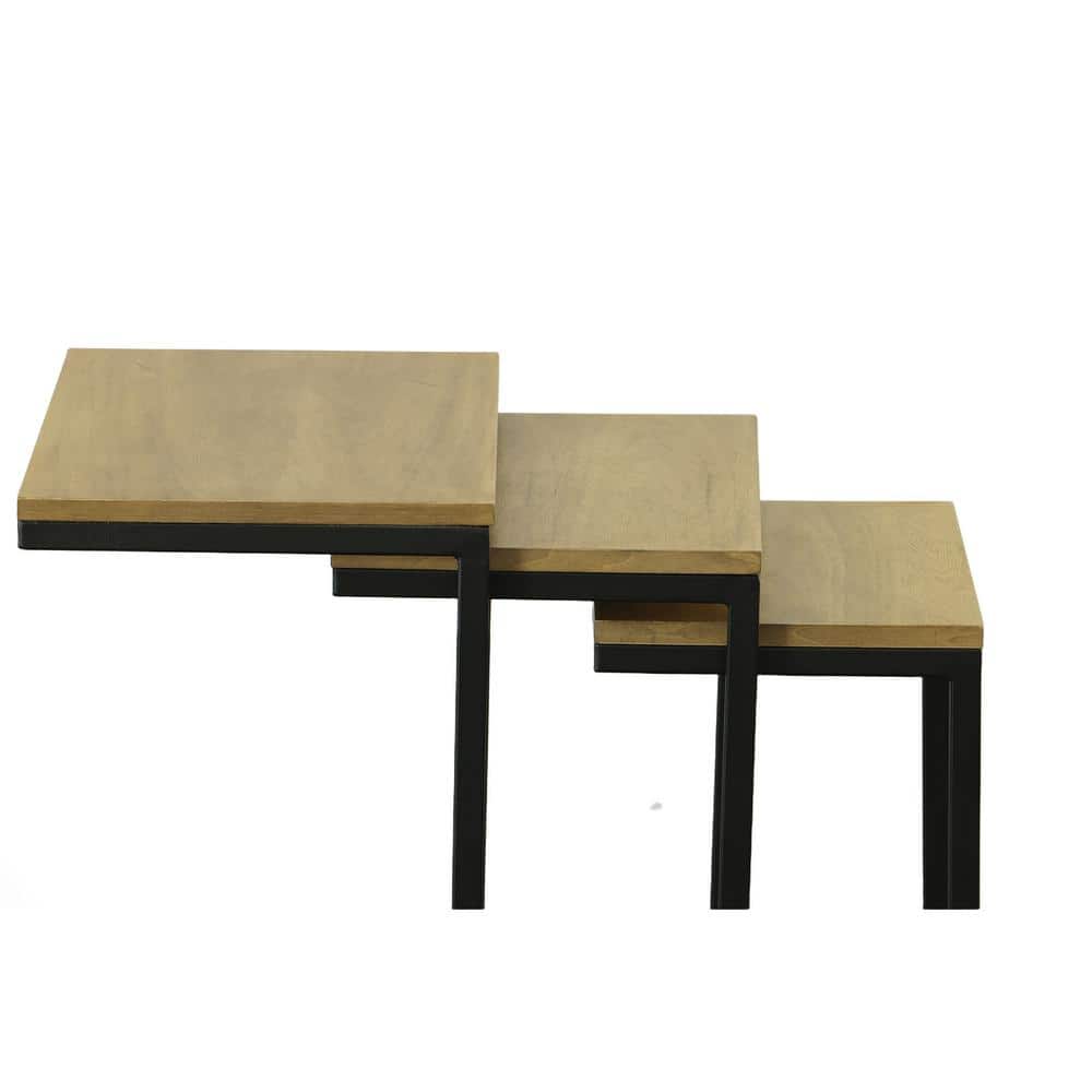 Harvest Oak and Aged Iron Rectangular Nesting Table Set