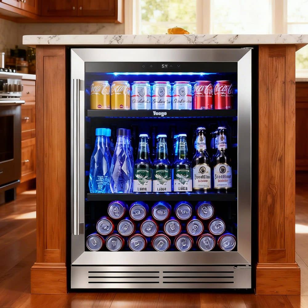 24 in. Single Zone 180-Cans Built-In/Freestanding Beverage Refrigerator in Stainless Steel Beer Drink Cooler Fridge price history on PriceWatchPro